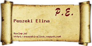 Peszeki Elina névjegykártya